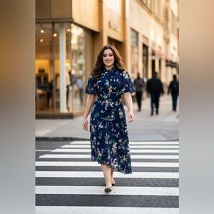 Maggy London Navy Floral Maxi Dress
